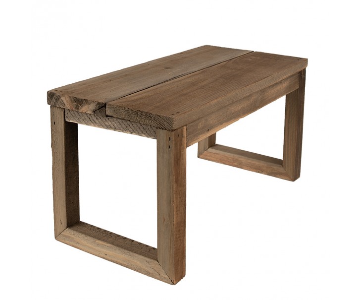 Hnědý dekorační květinový dřevěný obdélníkový stolek - 38*18*19 cm