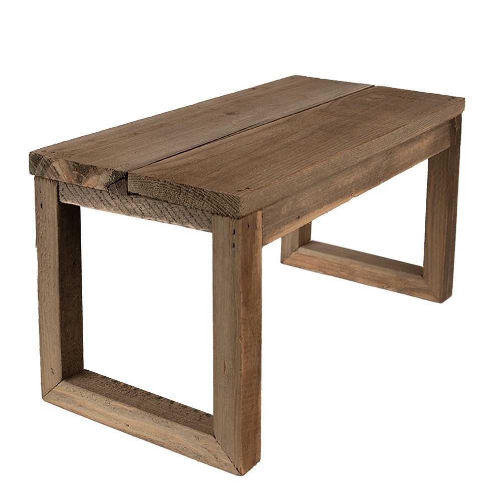 Hnědý dekorační květinový dřevěný obdélníkový stolek - 38*18*19 cm Clayre & Eef