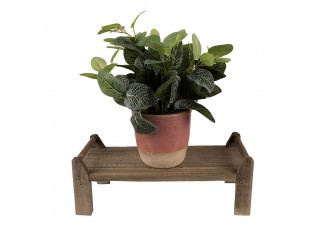 Hnědý dekorační květinový dřevěný obdélníkový stolek - 40*17*14 cm