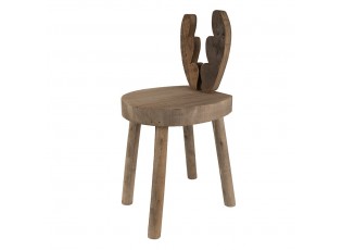 Hnědý dekorační květinový dřevěný stolek s parohy - 23*22*45 cm