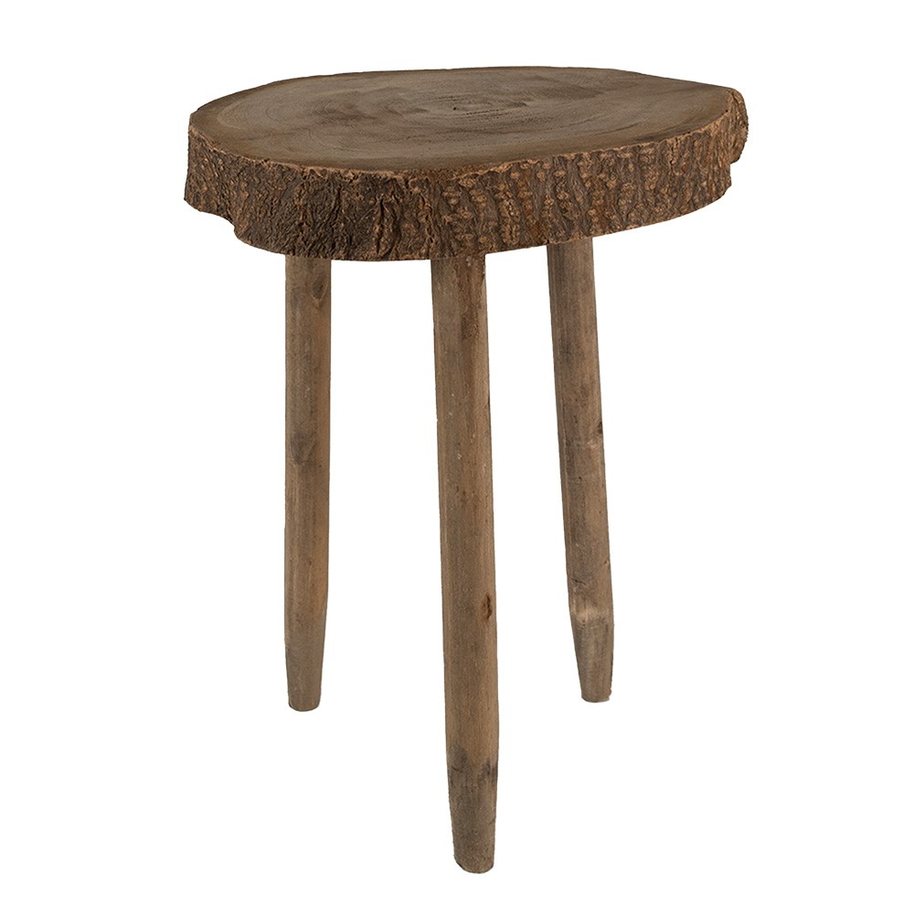 Dekorační květinový dřevěný kulatý stolek - Ø 24*36 cm Clayre & Eef