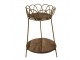 Dekorační květinový kovový stolek s dřevěnými deskami - Ø 21*32 cm