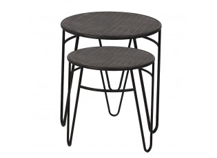 2ks hnědý antik kovový odkládací stolek Viani - Ø 51*51 / Ø 41*42 cm