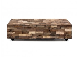 Dřevěný masivní konferenční stůl na kolečkách Kavali - 150*75*40 cm
