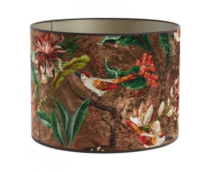 Hnědé květované stínidlo na lampu Passaro brown - Ø 30*21cm/ E27