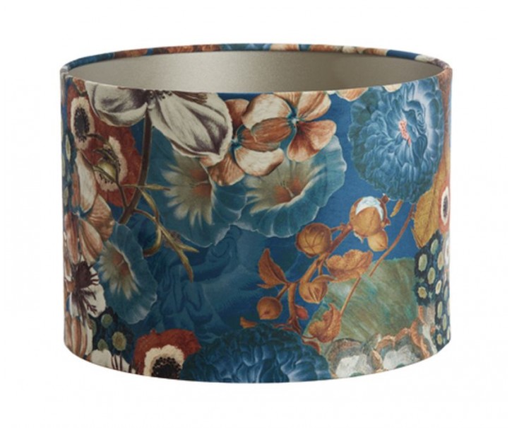 Modré květované stínidlo na lampu Bloom blue - Ø 30*21cm/ E27