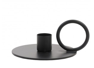 Černý antik kovový svícen na úzkou svíčku Oekaza - Ø 12*5cm
