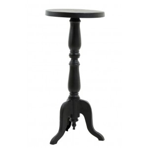 Černý antik kovový odkládací stůl Korto Black - Ø40*90 cm