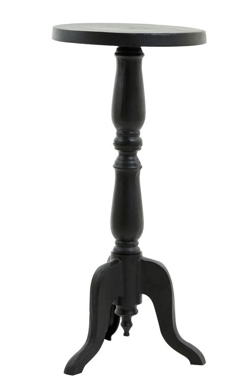 Černý antik kovový odkládací stůl Korto Black - Ø40*90 cm 6775812
