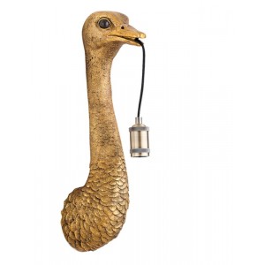 Bronzová antik nástěnná lampa pštros Ostrich bronze - 18*15*57 cm / E27