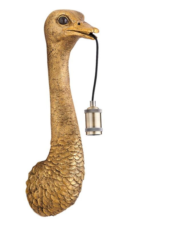Bronzová antik nástěnná lampa pštros Ostrich bronze - 18*15*57 cm / E27