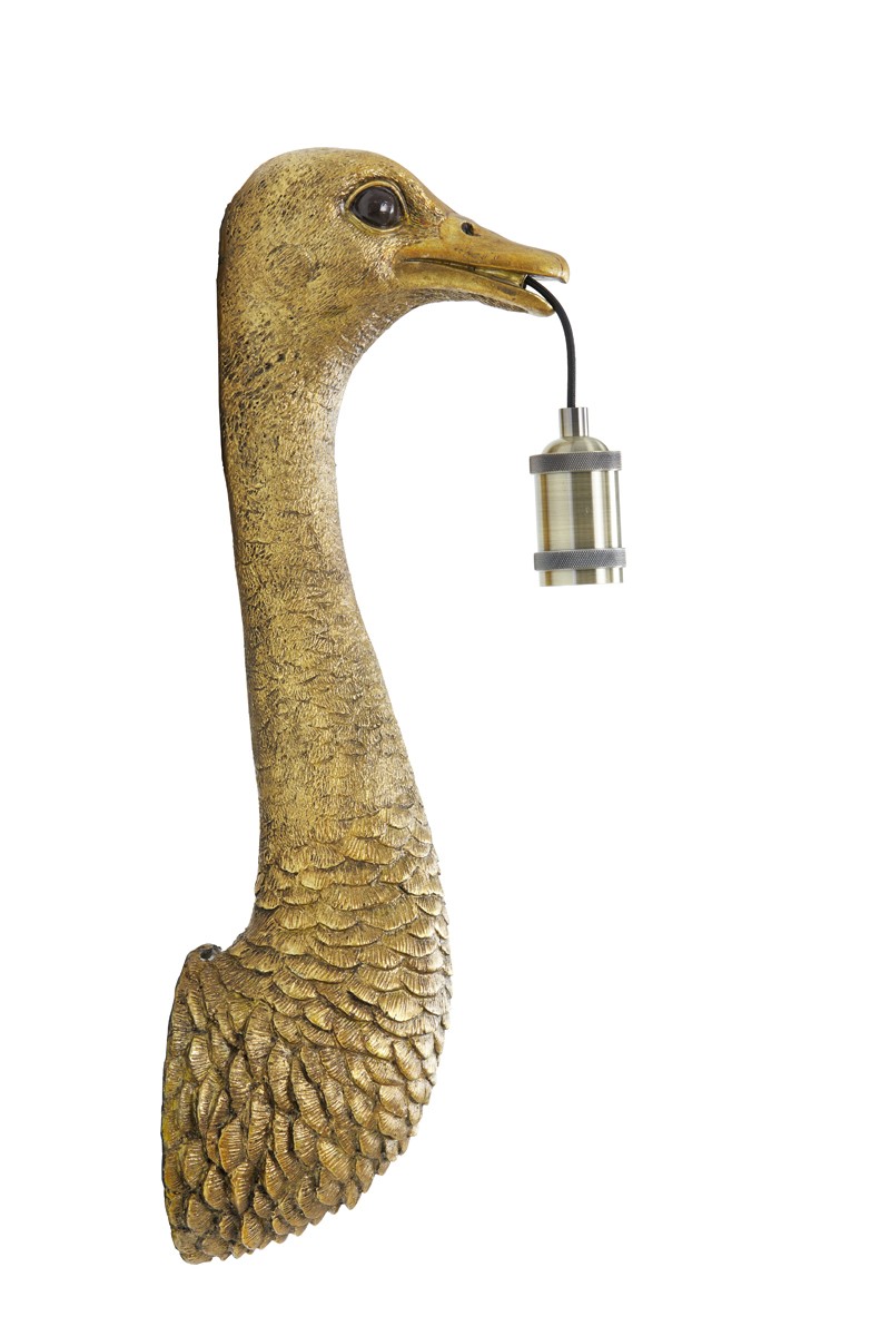 Bronzová antik nástěnná lampa pštros Ostrich bronze - 18*15*57 cm / E27