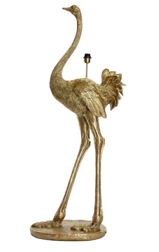 Bronzová antik stojací lampa pštros Ostrich bronze - 62*50*146 cm / E27
