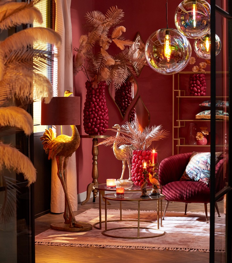 Bronzová antik stolní lampa pštros Ostrich bronze - 38*27*95 cm / E27