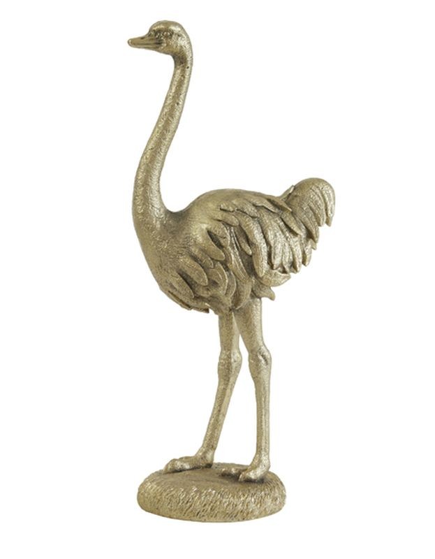 Zlatá antik dekorace pštros Ostrich gold - 19*14*45 cm  Light & Living