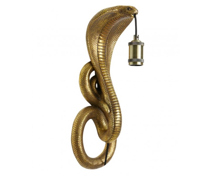 Bronzová antik nástěnná lampa cobra Snake bronze - 18*18*52 cm / E27