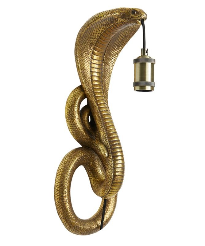 Levně Bronzová antik nástěnná lampa Cobra Snake bronze - 18*18*52 cm / E27 3123818