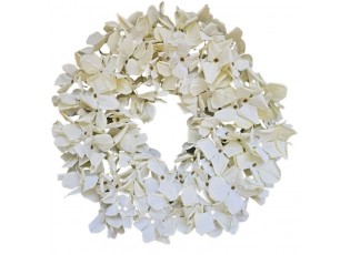 Bílý dekorativní věnec Hortenzie - Ø 35*10cm