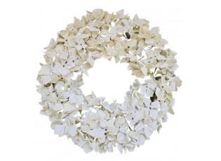 Bílý dekorativní věnec Hortenzie - Ø 40*9cm