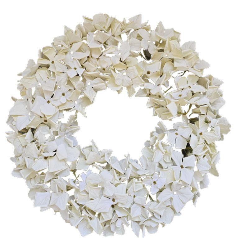 Levně Bílý dekorativní věnec Hortenzie - Ø 40*9cm 242698