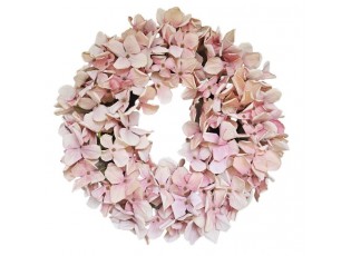 Růžový dekorativní věnec Hortenzie - Ø 35*10cm