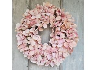 Růžový dekorativní věnec Hortenzie - Ø 35*10cm
