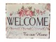 Nástěnná kovová cedule s růžemi Welcome - 25*20cm
