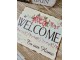 Nástěnná kovová cedule s růžemi Welcome - 25*20cm
