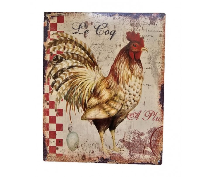 Nástěnná kovová cedule s kohoutem Le Coq- 20*25cm Ostatn&iacute;