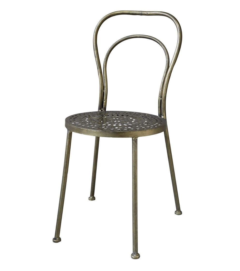 Mosazná antik kovová židle Hilla - 41*41*92 cm Chic Antique