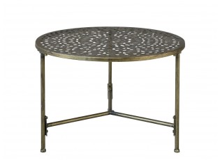 Mosazný antik kovový kulatý odkládací stolek Hilla - Ø 60*42 cm