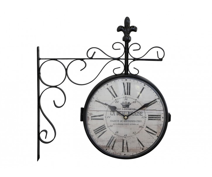 Černé antik nástěnné hodiny La Beaujolaise – 36*8*41cm/ 2*AA