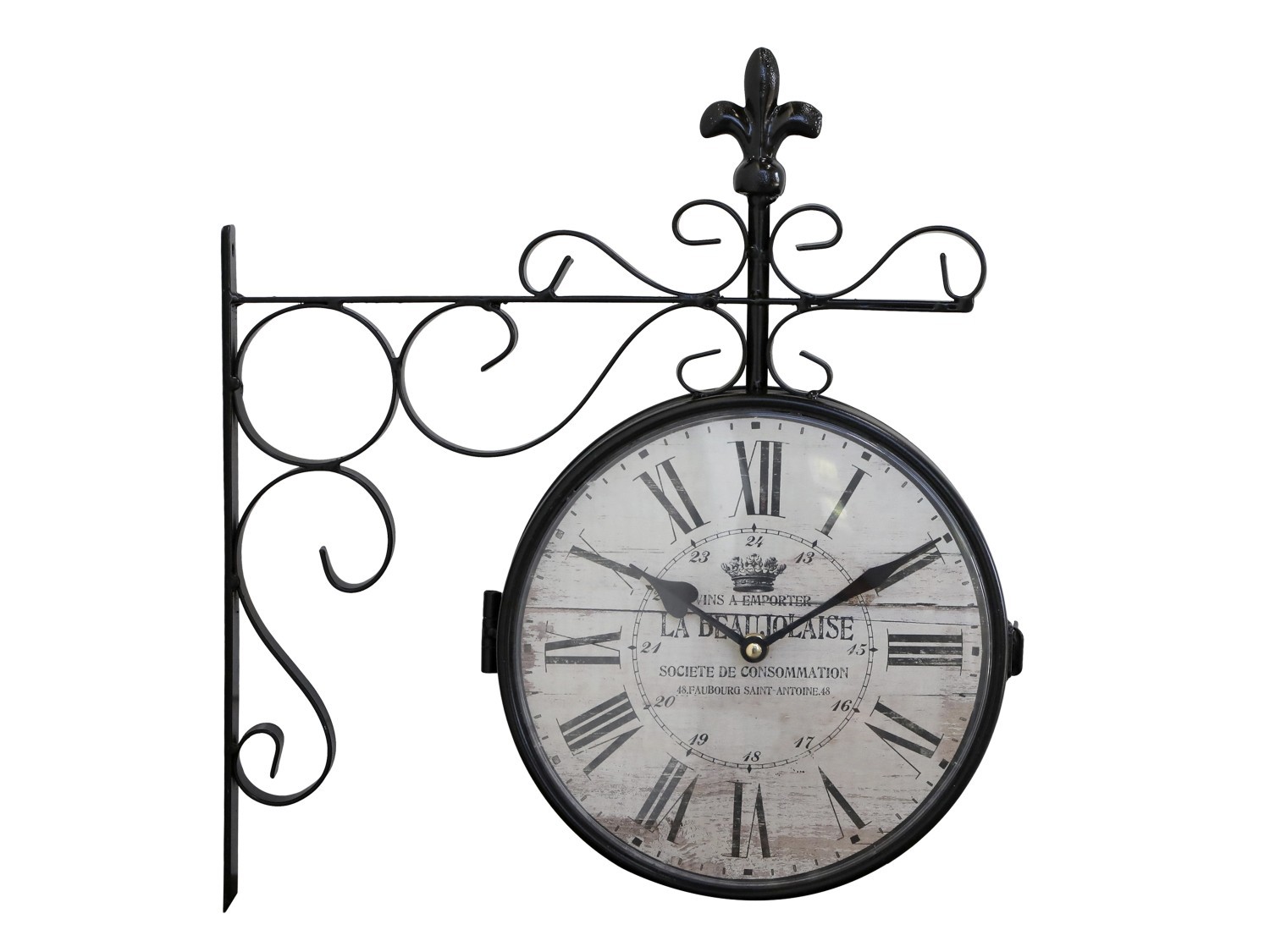 Černé antik nástěnné hodiny La Beaujolaise – 36*8*41cm/ 2*AA Chic Antique