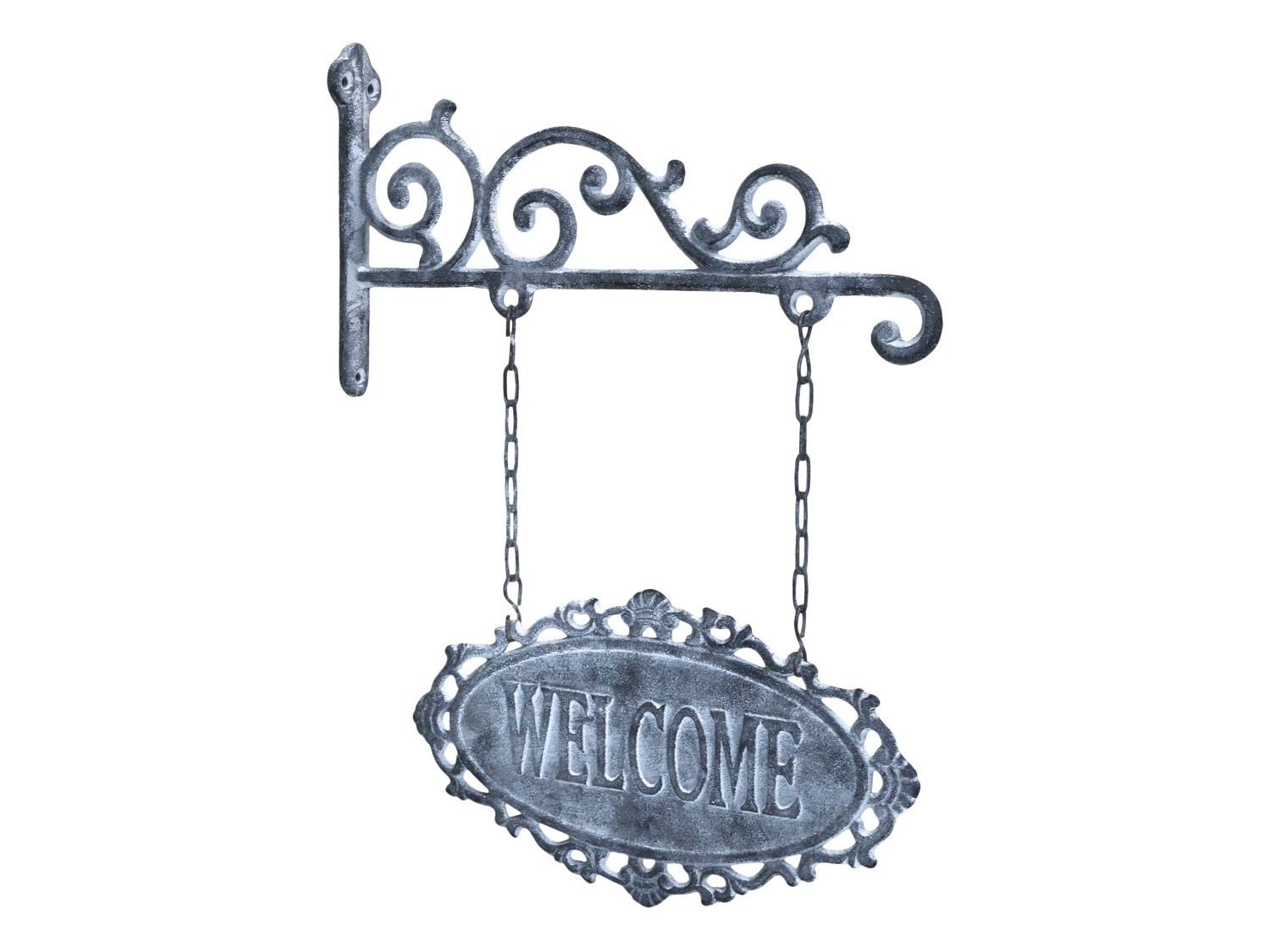 Šedá nástěnná závěsná cedule Welcome – 30*4*38cm