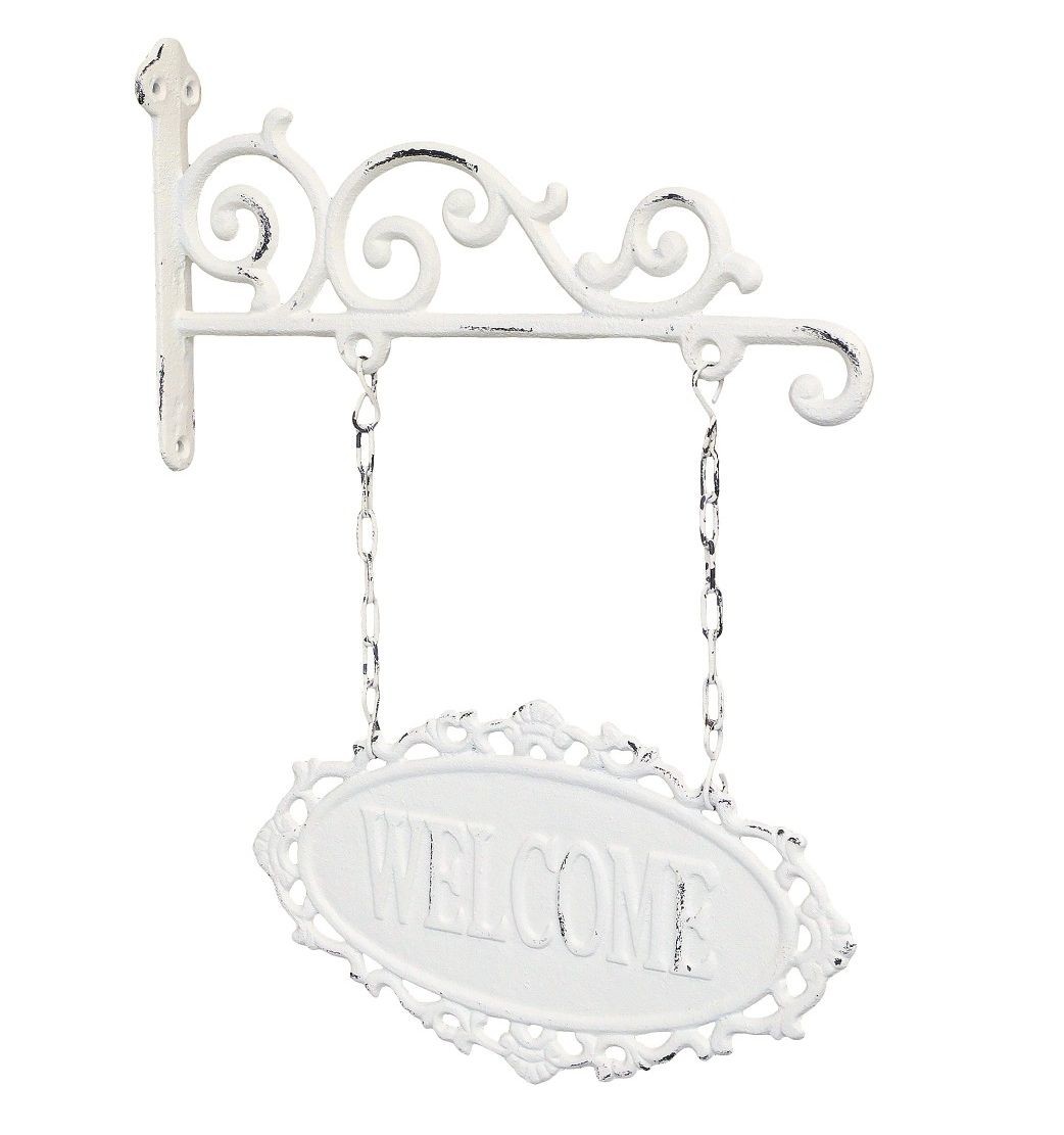 Krémová nástěnná závěsná cedule Welcome – 30*4*38cm