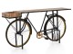 Černý kovový konzolový stolek kolo s dřevěnou deskou Bike - 185*45*90cm