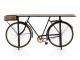Černý kovový konzolový stolek kolo s dřevěnou deskou Bike - 185*45*90cm