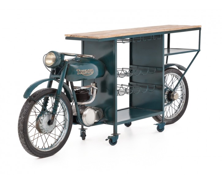 Barový pult s dřevěnou deskou Triumph Bike - 218*56*102cm