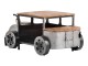 Šedý kovový konferenční stolek s dřevěnou deskou auto Vintage - 102*65*48cm