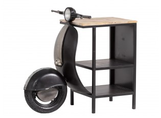 Černý kovový konzolový stůl s dřevěnou deskou Scooter - 100*45*90cm