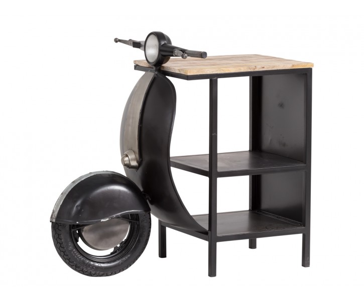 Černý kovový konzolový stůl s dřevěnou deskou Scooter - 100*45*90cm