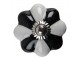 Černo-bílá keramická úchytka knopka ve tvaru květiny - Ø 4*4 cm