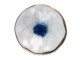 Bílo-modrá keramická úchytka knopka s bronzovým proužkem - Ø 4*4 cm
