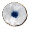 Bílo-modrá keramická úchytka knopka s bronzovým proužkem - Ø 4*4 cm Barva: bílá, modráMateriál: keramika, kovHmotnost: 0,054 kg