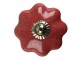 Červená keramická úchytka knopka ve tvaru květiny - Ø 4*4 cm