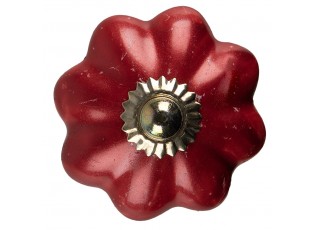Červená keramická úchytka knopka ve tvaru květiny - Ø 4*4 cm