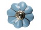 Modrá keramická úchytka knopka ve tvaru květiny - Ø 4*4 cm