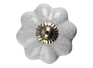 Bílá keramická úchytka knopka ve tvaru květiny - Ø 4*4 cm