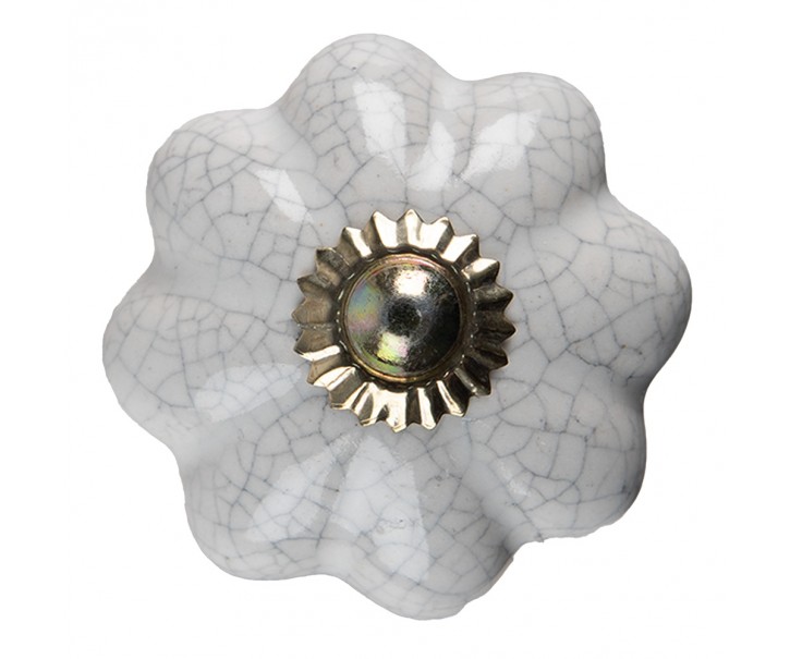 Bílá keramická úchytka knopka ve tvaru květiny - Ø 4*4 cm