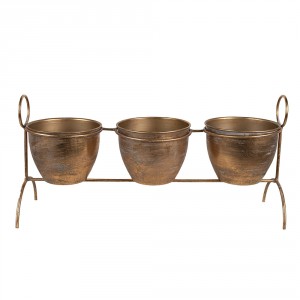 Měděný antik plechový obal na květináč na nožkách - 47*14*23 cm